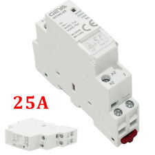 2 Pole 25 Amp Contactor Relay New 1No 1NC Contacts Din Rail Mounted White Module