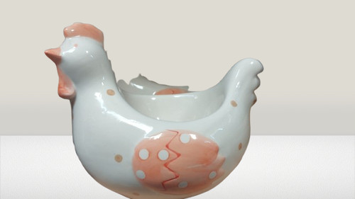 Porcelain chicken egg - chicken, holder