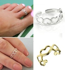 Toe Ring Sexy Gold Heart Silver Heart , Midi Ring,Open Cuff Toe Ring Adjustable