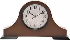 Mantel Clock Wood Effect White