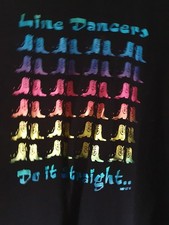 line dancing t shirt black with multicoloured metallic linedancing boots