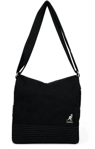 Kangol black canvas messenger - black,