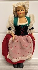 LOVELY 1950S SWISS DOLL SOUVENIR ON STAND BEAUTIFULLY MADE FIGURINE HEIDI TYPE