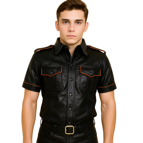 Men real black leather - black,