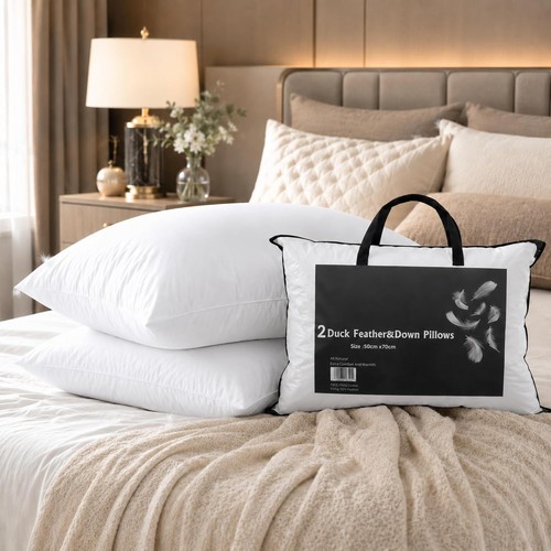 Duck feather pillows - feather, pair