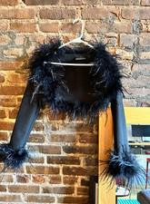 Black Ostrich Feather Bolero - Crop Coat