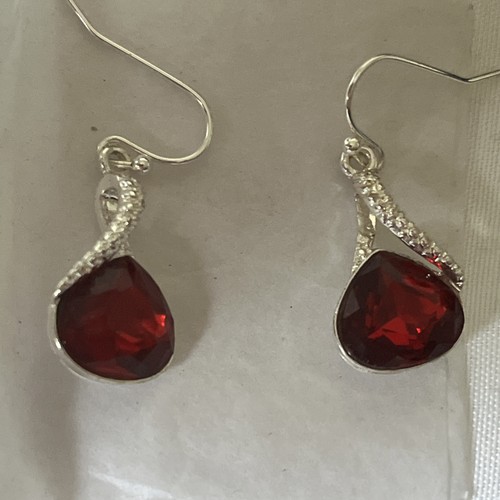 Sterling silver earrings red - sterling,