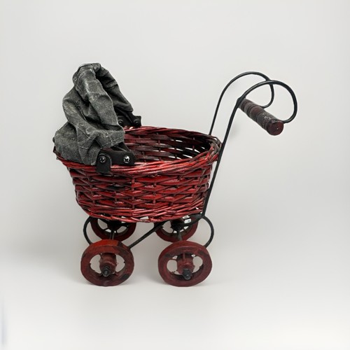 Vintage wood metal ratan - wood, baby