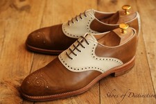 Joseph Cheaney Two Tone CreamBrown Leather Oxford Brogue Shoes UK 8 F US 9 EU 42
