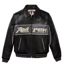 Men's Premuim Black Genuine Leather Avirex American Jacket Biker Flight Coat