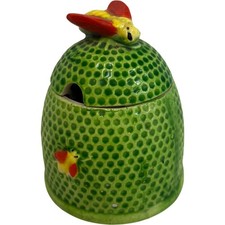 Vintage Japanese Ceramic Honey Pot with Bee Design Collectable Kitchenware