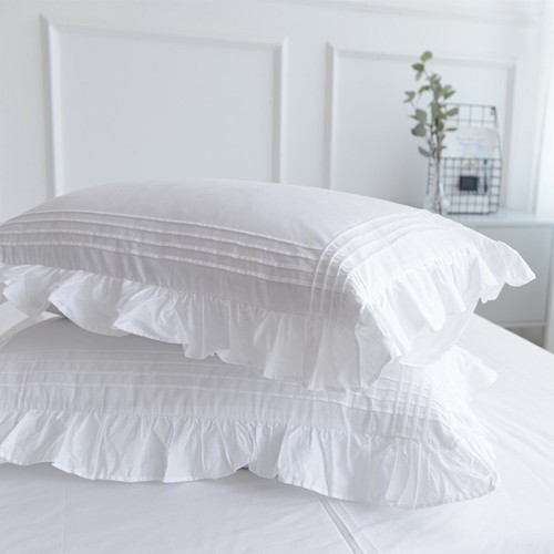 White cotton pillowcase - white,