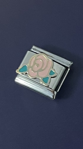 New silver charm - pink, rose