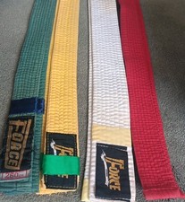 VINTAGE Force job lot Martial Arts Belt White Green Red Yellow Tae Kwon Do large