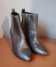 Reiss womens leather silver metallic pull on ankle boots UK 5 EUR 38 pre-loved  