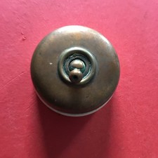 Vintage Porcelain & Copper Single Light Switch.Salvaged Untested For Restoration