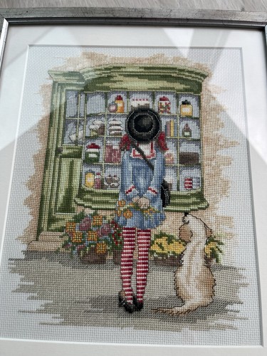 Framed needlework picture - framed,