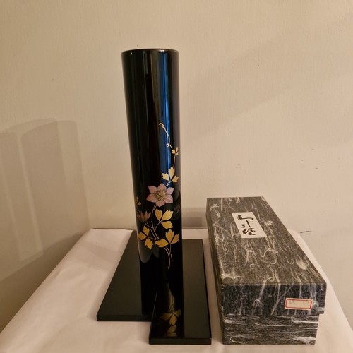 Wajima lacquerware vase - vase, black