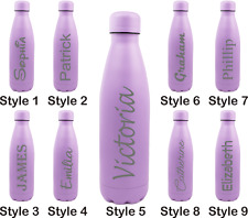Name Personalised Water Bottle Stainless Steel Vacuum Insulated Chilly Hot 500ml
