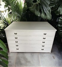 Very Large Vintage Architectural Plan Pine Chest Of Drawers