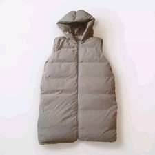 Arket Long Down Puffer Beige Gilet Waistcoat Sleeveless Coat UK size L