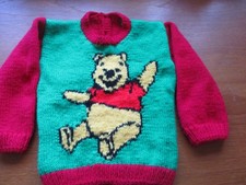 CHILDS HAND KNITTED JUMPER WITH WINNIE THE POOH
