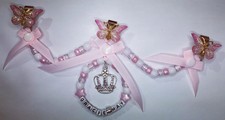 Personalised 3 Tier Baby Girls Pink Pram Car Seat Charm Purple Boss Romany Gypsy