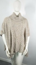 DEBENHAMS Size M / L -  Beige Wool Blend Knitted Poncho Cape Shrug Shawl Cloak