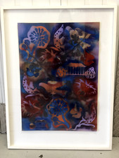 artwork original, stencil printed image, glass framed, 83cm wide x 110cm height