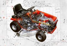 Honda Lawn tractor Technical Line Drawing Cutaway Art Poster Print