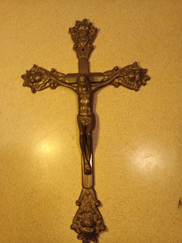 Vintage brass crucifix - vintage,