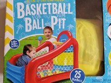 Basketball Inflatable Ball Pit With 25 Balls and 3 inflatable balls.