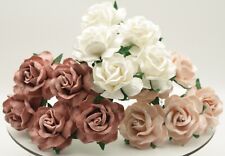 50x Mulberry paper Roses Flowers 4.5cm large varied colours REDUCED TO CLEAR