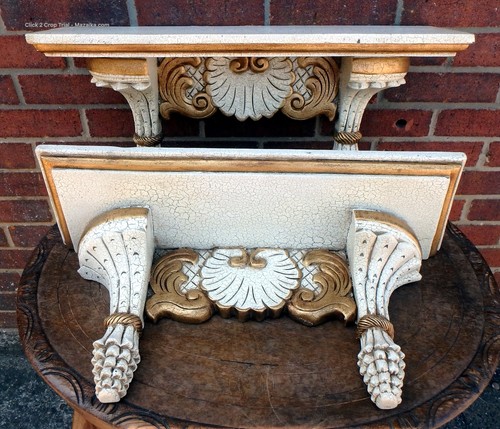 Pair vintage wall shelves