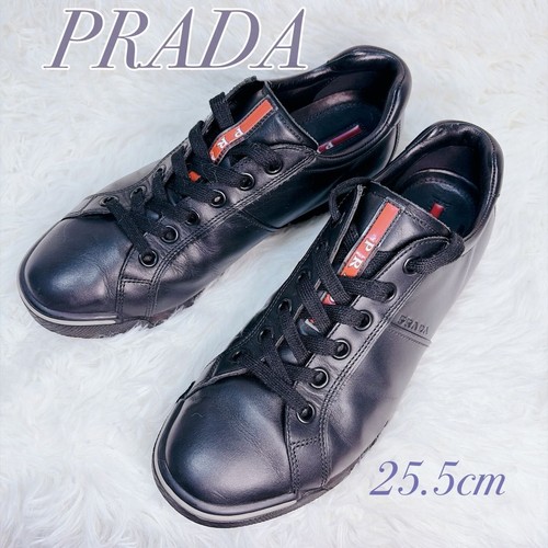 Prada black leather sneakers - prada,
