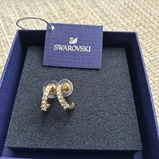 Genuine Swarovski Matrix Gold Tone Plated Mini Hoop Earrings Great Condition