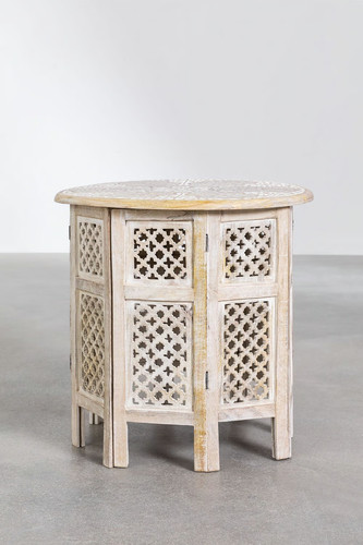Wooden round side table - round,