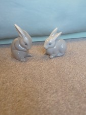 Set 2 Ceramic Bunny Figurines