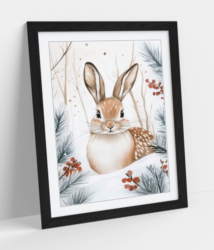 Cute hare snowy - hare, landscape
