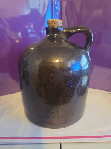 Antique brown glaze crock - brown,