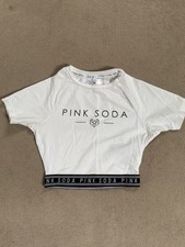 Crop Top Pink Soda Size 34 White Crop Top