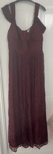 Coast - Wine/ Burgundy Lace Cold Shoulder Maxi Dress.  Size 16-18. Party Evening