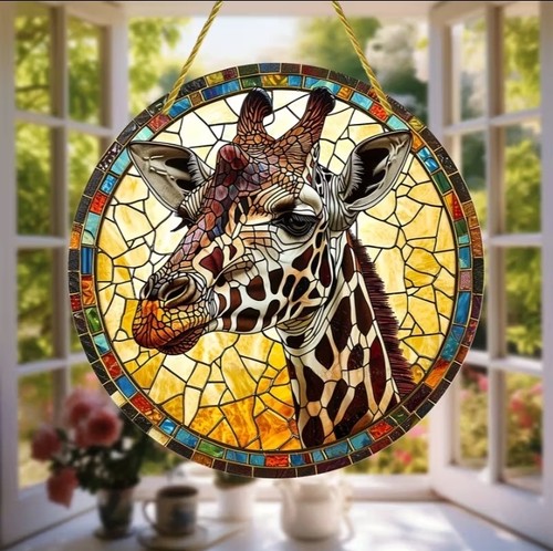 Giraffe suncatcher stained - giraffe,