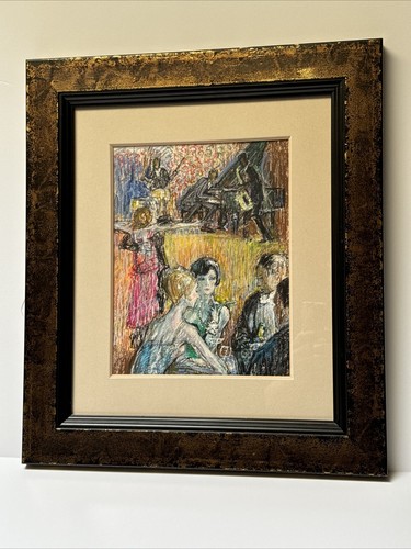 Antique art deco painting - art,