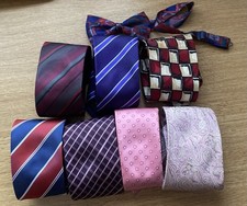 Job Lot of Used Men’s Ties. 7 Plus A Bow Tie. Various Designs & Colours