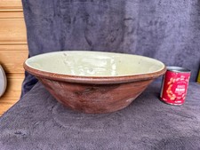 Large Antique Original C19th Pottery 15.5" Dairy Bowl
