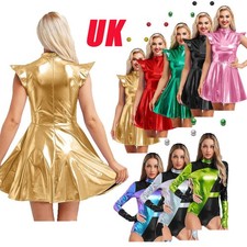 UK Womens Sheer Mesh Tank Dress Nightwear See-through Bodycon Dresses+G-string 