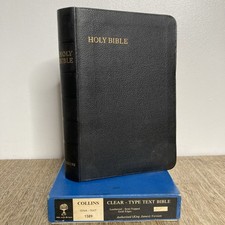 Vintage Holy Bible with Maps Leatheroid Gold Edges KJV Collins Clear Type Text