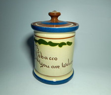 Antique Torquay Motto Ware Scandy Pattern Lidded Tobacco Jar