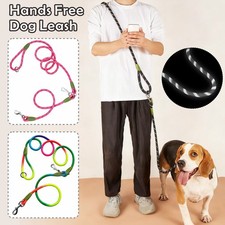 Hands Free Dog Leash Waist & Crossbody Rope with Slip Lead Reflective Heavy Duty
